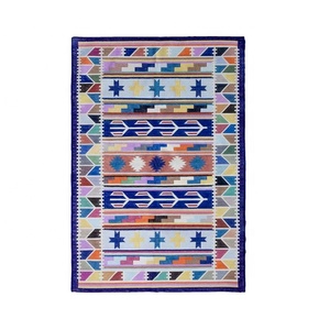 Best Quality Handwoven Durrie Embroidered Designer Reversible Rag Rug Modern Style Indian Prayer <strong>Mat</strong> Best Collection Traditional - Product Image 1