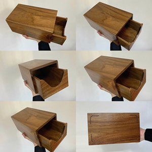 Factory Gray Wood Crate Box with Rope Handle for Storage Closet Cabinet Organizers Boxes <strong>Container</strong> Organizing Decorative - Product Image 5