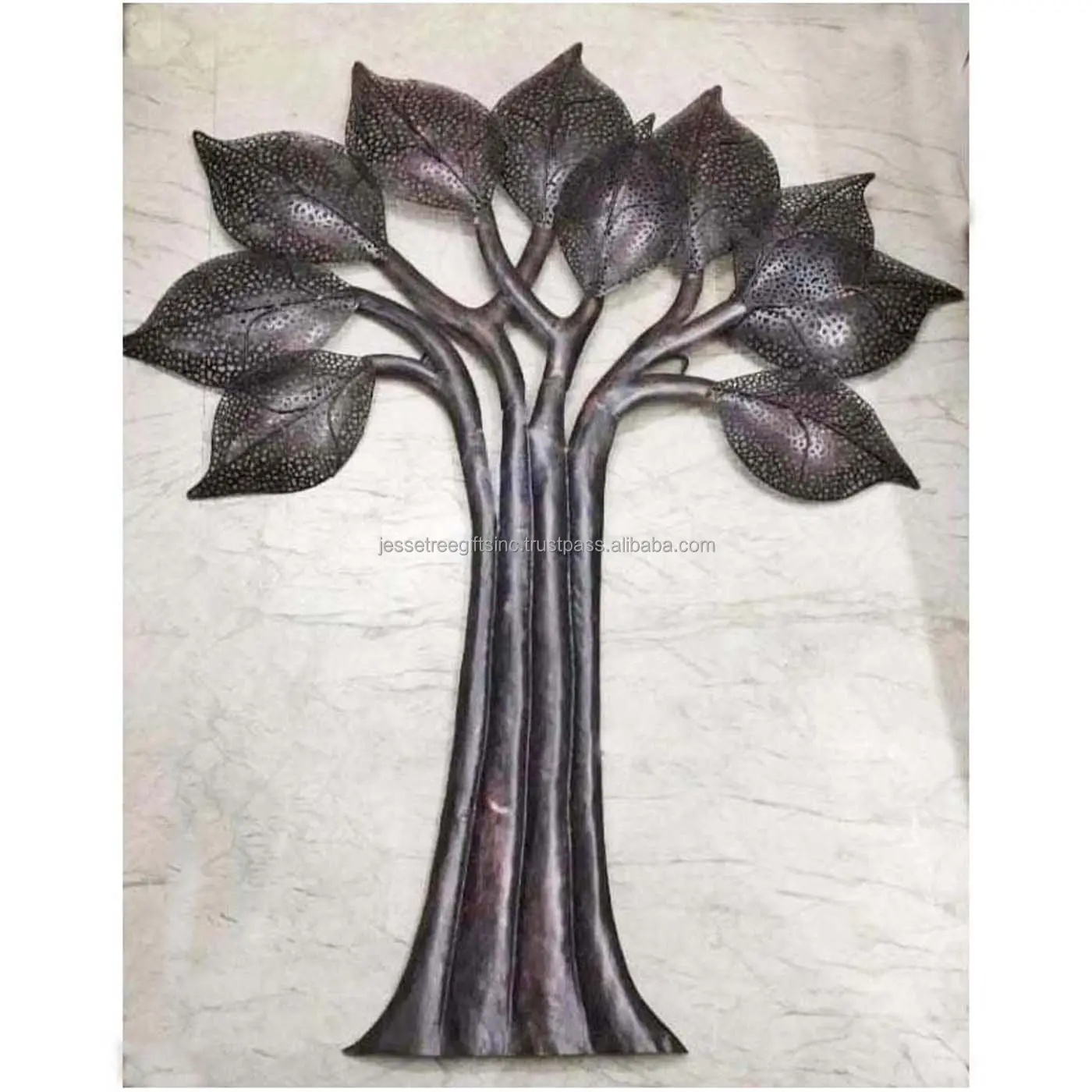Arte de pared de metal con acabado de recubrimiento de polvo negro pesado Forma de árbol grande de alta calidad para la decoración del hogar y la sala de estar