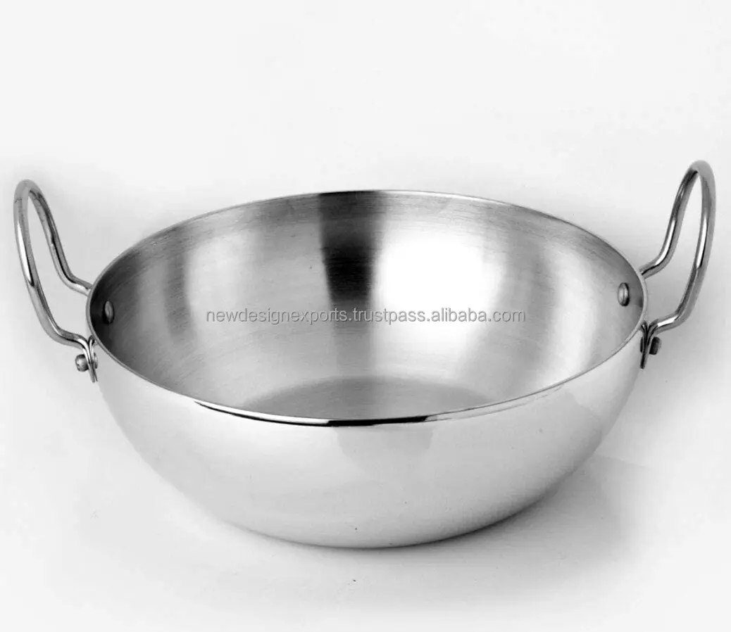 Aluminium blech Kadhai mit zwei Griffen Voll poliert Beste Qualität Kadhai Kochgeschirr Woks Kochgeschirr 180 mm Durchmesser