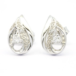 卸売高級梨イヤリング婚約ギフト18K 14K 9Kホワイトゴールドダイヤモンドファインジュエリーセット女性用
