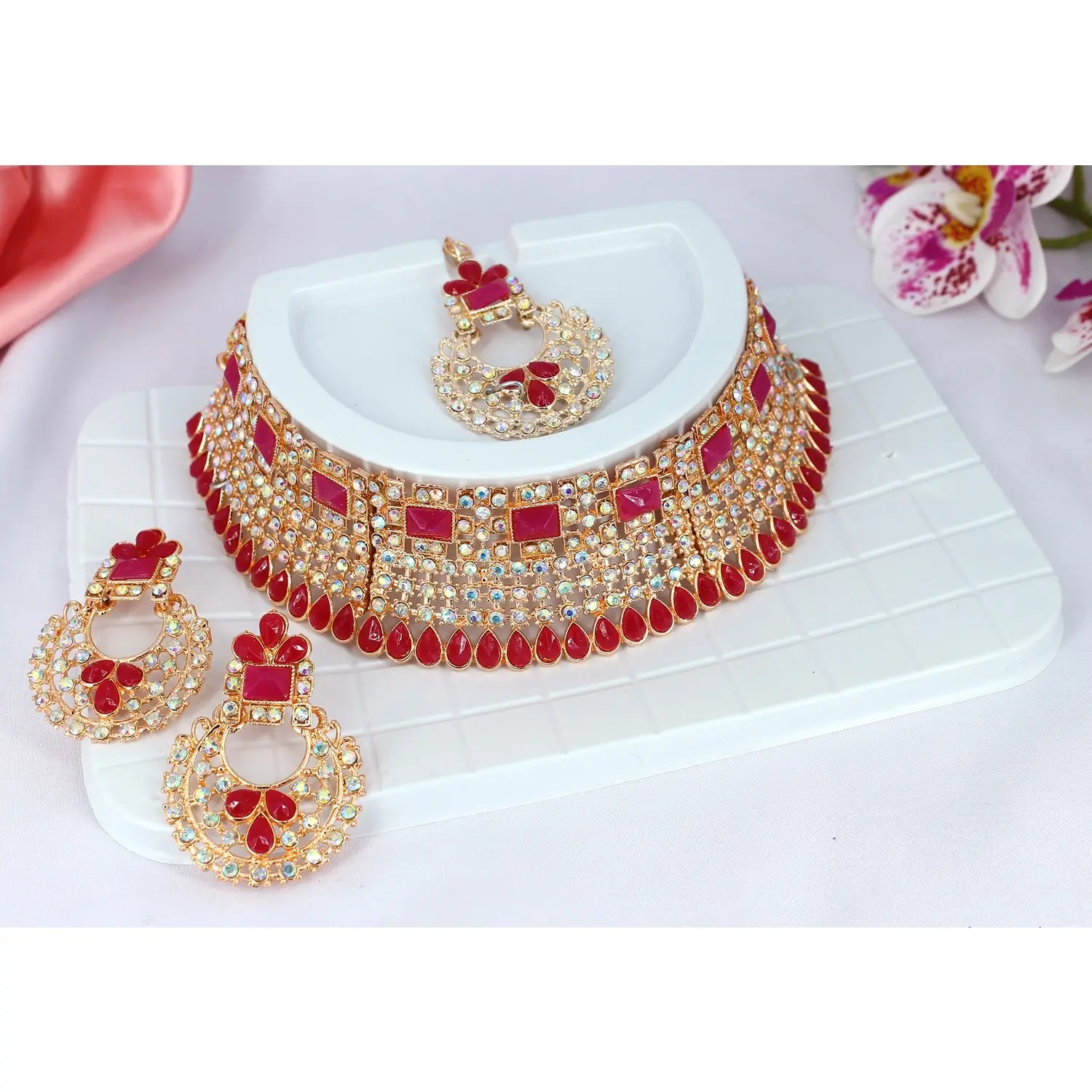 Set di gioielli di migliore qualità diamond stone work Indian UAE Dubai imitazione Nigeria set di gioielli per la festa delle donne