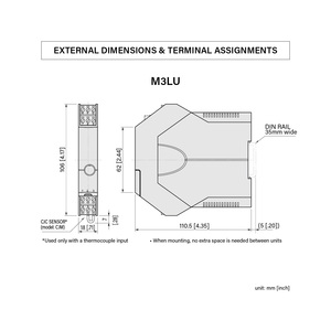 M3Lシリーズ、M3LU/M3LU2ユニバーサル信号コンディショナー-DC/TC/RTD/ポット入力、分離出力、ACまたはDC電源信号増幅器 - Product Image 3
