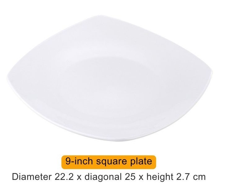 9-inch square plate with round bottom