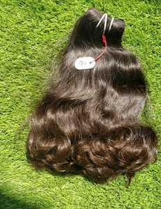 Economical <strong>Price</strong> 100% High Quality Raw Virgin Indian Hair <strong>One</strong> Donor Bundle with Cuticles Aligned Double Drawn Natural Wave Style