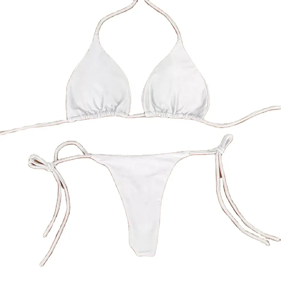 Personalizado Atacado Transparente Biquíni Micro Corda Tanga Duas Peças Meninas Bikini Plus Size Sexy Hot Bikini Set
