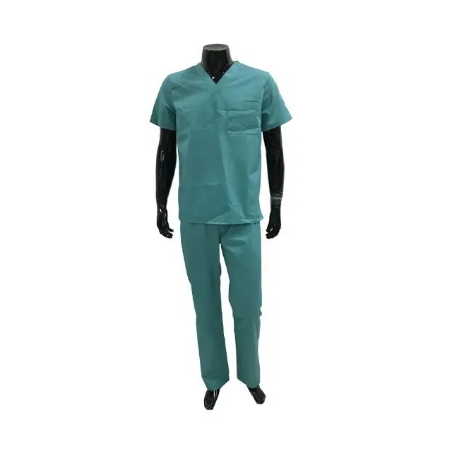 Bata de paciente tejida hilada pura para ambos hombres femeninos 100% algodón orgánico con accesorios de enfermeras certificadas GOTS juegos de uniformes médicos