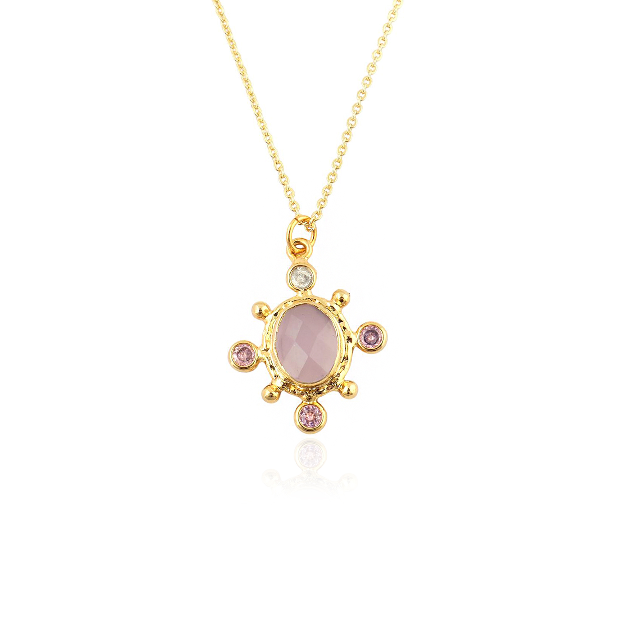 2.Calcédoine rose, CZ rose et blanc