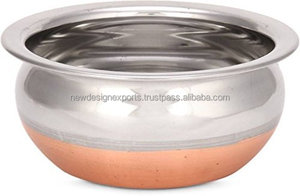 Handi 5 çelik hint servis bakır alt hint yemekleri hizmet tesisat Kadai bakır alt Wok TENCERE SETİ of 5 adet - Product Image 2