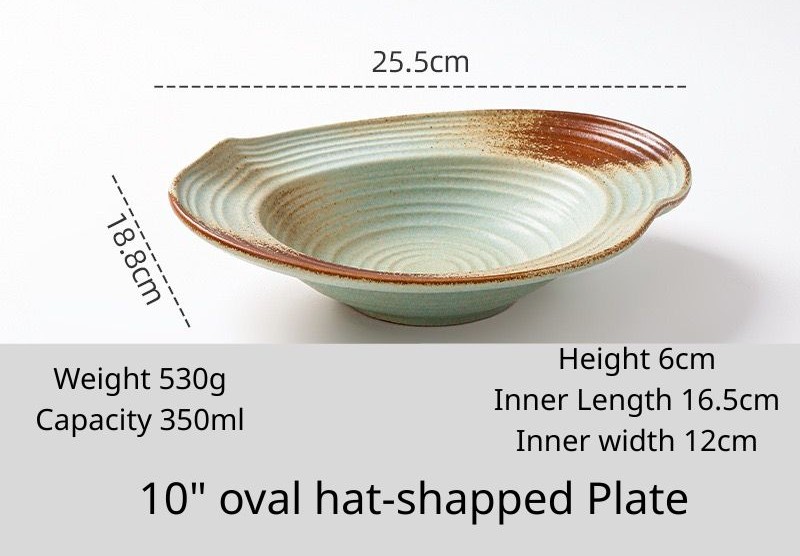 Assiette ovale 10" en forme de chapeau