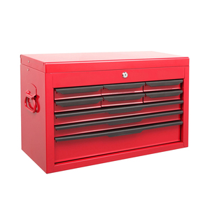 9抽屉超厚高品质专业工具储物盒红色带手柄锁 - Product Image 1