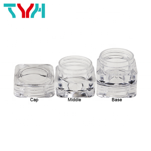 (BQ05-3) 10ML Square Shape Clear Color Cosmetics Jars、Stackable Small Jar (Cap + Middle + Base) - Product Image 4