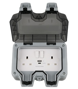 WK防水英国スイッチソケット、USB A C 20W PD3.0、QC3.0タイプC、急速充電 - Product Image 1