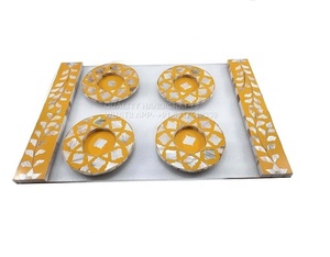 Kalite el sanatları-akasya ahşap reçine hizmet tepsi paspas kabuk kakma 4 adet ramazan Eid hediye için Set - Product Image 4