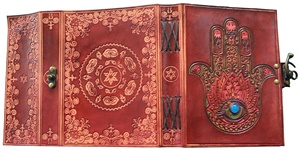Celtic Humsa el çok renkli taş göz el yapımı hakiki deri günlüğü veya el yapımı vintage kağıt ile not defteri eskiz defteri - Product Image 2
