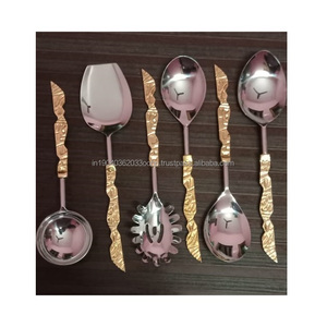 Stocked New Look Tableware Metal Stainless Steel Cutlery Set <strong>Flatware</strong> in Silverware and Golden Ware in <strong>Different</strong> Sizes - Product Image 2