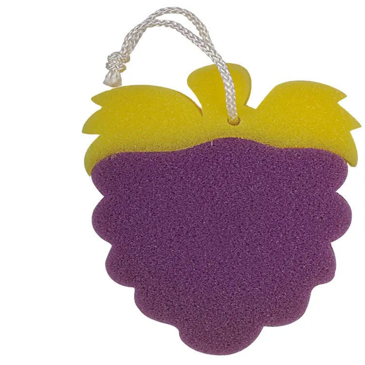 Customize Grape Apple Pineapple Strawberry Fruit Shape with 2 colors Bath Bubble Cleaning Sponge Strip Washing Foam