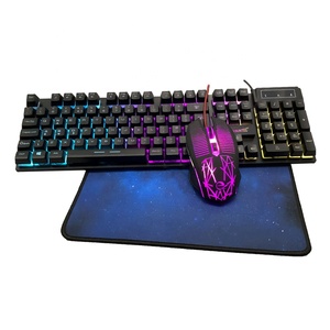 Juego combinado de juegos por cable 3 en 1 con iluminación RGB Ratón óptico Teclado retroiluminado LED para computadoras-Alfombrilla de ratón con interfaz USB - Product Image 3
