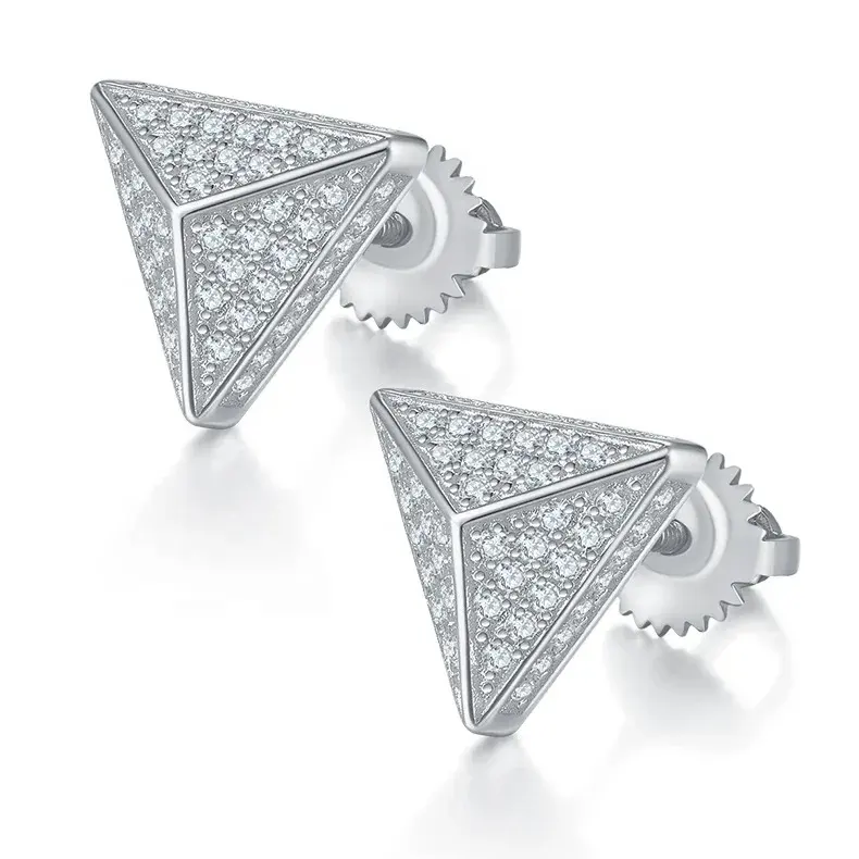 Pendientes de tuerca de diamante de moissanita de Plata de Ley 925 de lujo al por mayor VVS Moissanite joyería fina pendiente de diamante para mujer