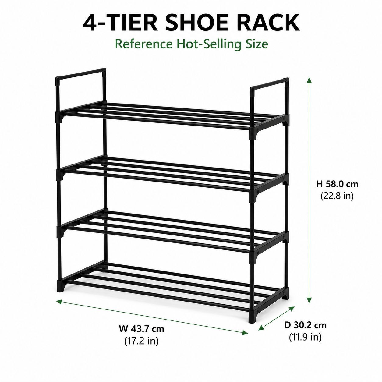 Étagère à chaussures noire à 4 niveaux