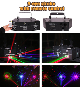 Mini dj parti 9-eye lazer projektör LED RGB DMX Strobe sahne işık DJ disko parti aydınlatması - Product Image 2