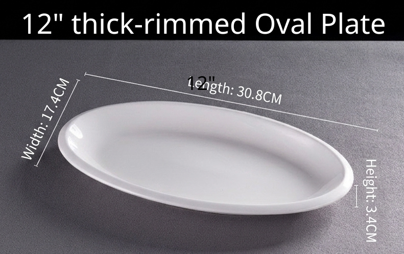 12" thick-rimmed oval Plate