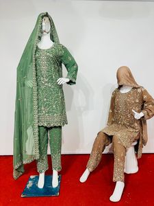 Alluring Indian Clothes Handcrafted Full-Heavy Silk Outfit Embroidered Pant Opulent Embellished Top Majestic Dupatta Inspired - Product Image 3