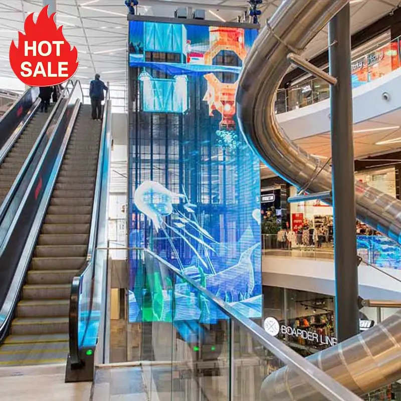 Lecade-cortina de ventana de cristal para interior, película de publicidad, vídeo Digital, pared, Panel Led transparente, pantalla para Centro Comercial