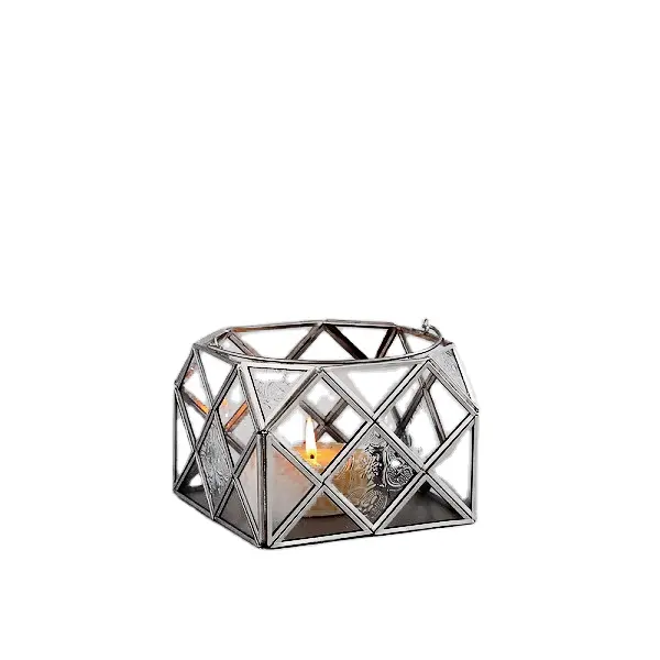 تصميم فاخر الفضة طاولة معدنية أعلى ضوء T نذري ديكور غرفة المعيشة النضرة حامل كاندلر Terrarium