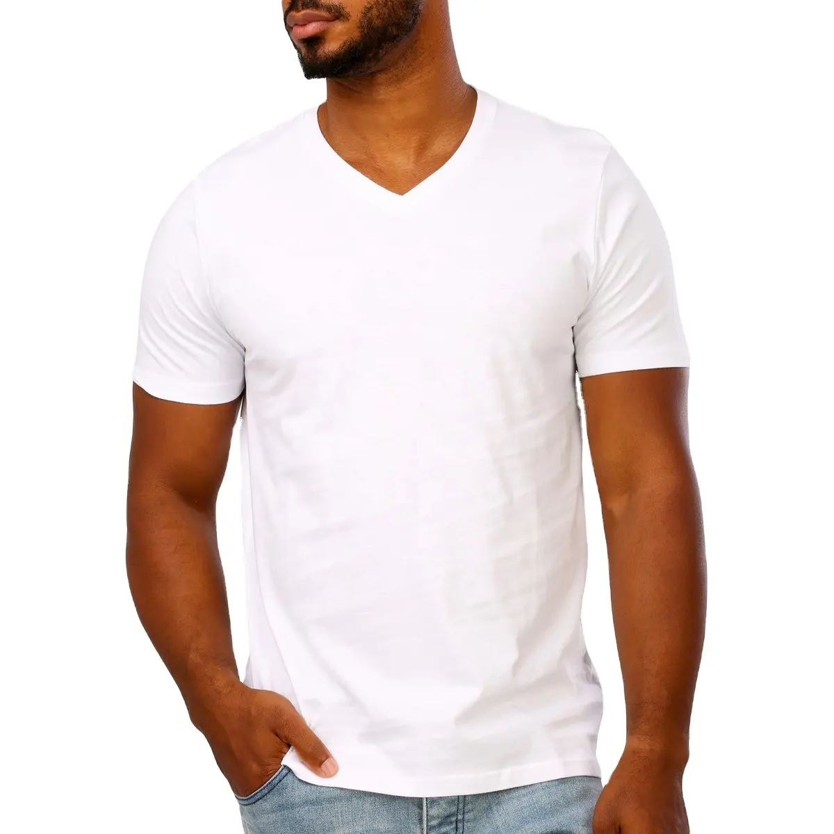 Camiseta con cuello en V para hombre