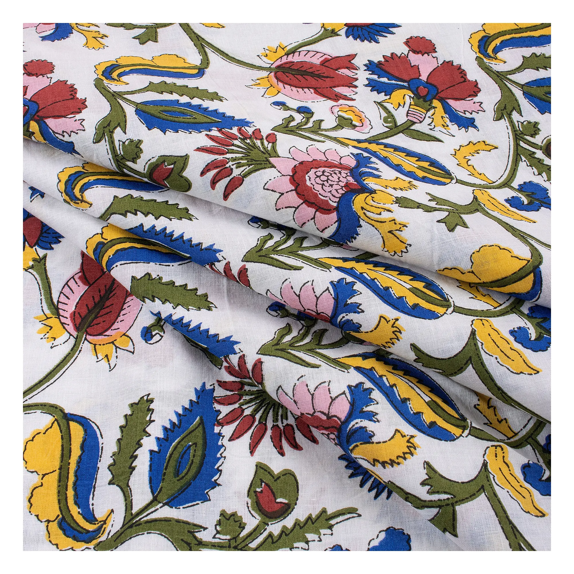 Neueste Kollektion indischer Handblock Blumentruck hohe Qualität schöner Stoff Großhandel Sommer Baumwollkleid Stoff leichtes Gewicht