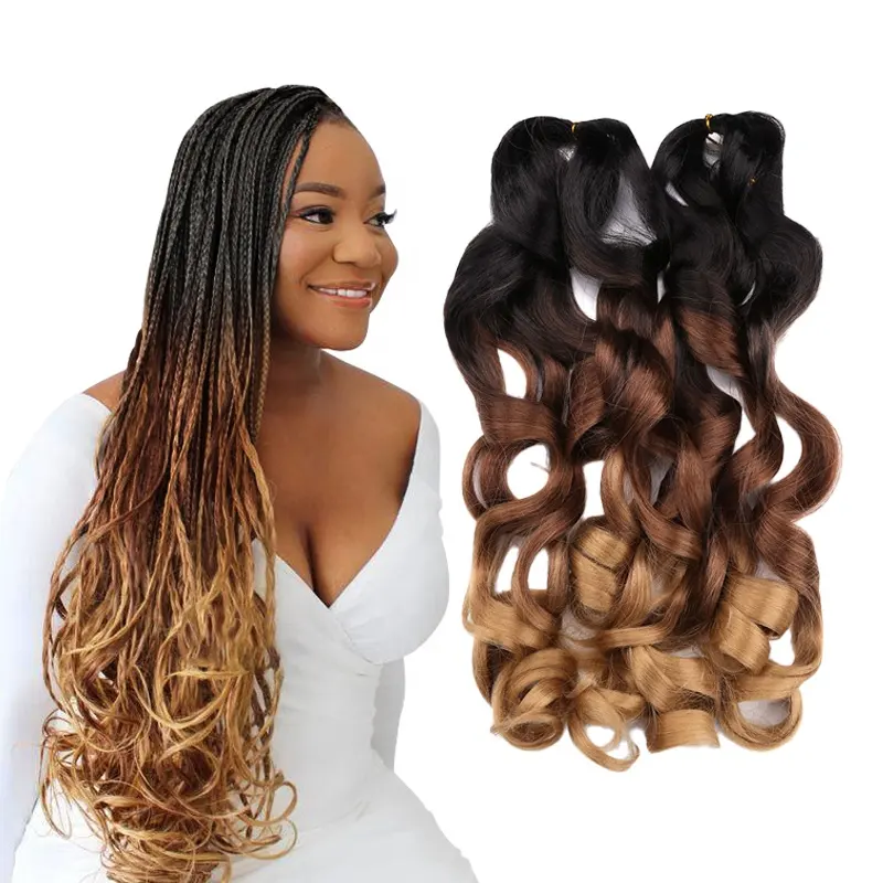 Extensión de cabello de ganchillo ondulado para mujeres negras, pelo sintético rizado ondulado de 22 pulgadas y 150g