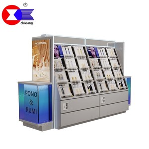 Tùy chỉnh kim loại bằng gỗ truy cập Son môi Eyeshadow Rack hiển thị cho kem dầu gội sang trọng mỹ phẩm cửa hàng kệ - Product Image 4