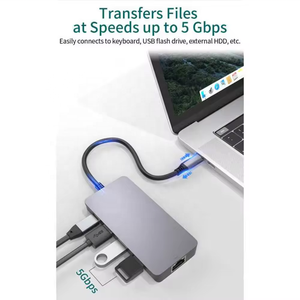 4K HDTV USB พอร์ตแบบพกพา8 in 1ฮับ USB-C เชื่อมต่อหลายสถานีเครือข่าย Type C HUB 4K GIG abit Ethernet - Product Image 4