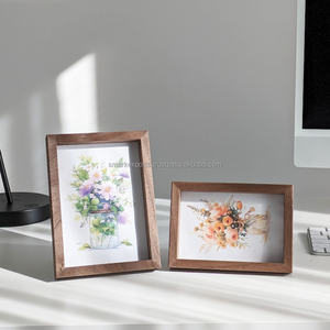 Ahşap tahıl resim çerçevesi kahverengi fotoğraf çerçevesi duvar ve kalem teşhir rafı boyutları için 4x6 5x7 6x8 ve 8x10 pleksiglas kapaklı - Product Image 3