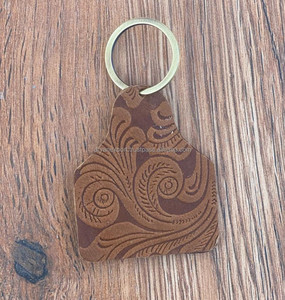 Chaveiros em couro com estampa floral, chaveiros de couro genuíno personalizados em forma única e estilo ocidental, feitos à mão