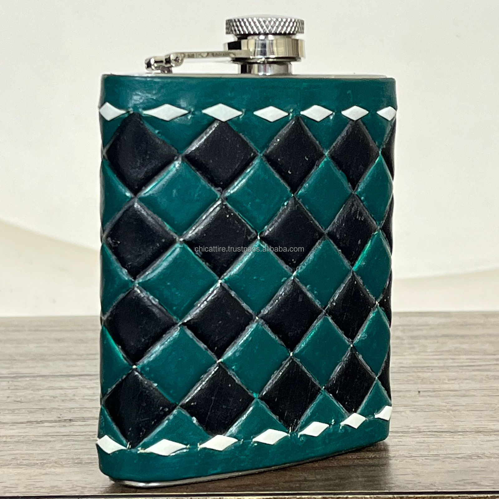 ลายตารางหมากรุกสีเขียวและดำ