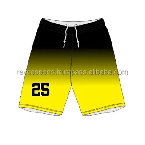 Pantaloncini da basket personalizzati sublimati in due toni pantaloncini da basket neri e gialli per giovani pantaloncini da basket personalizzati bianchi e gialli
