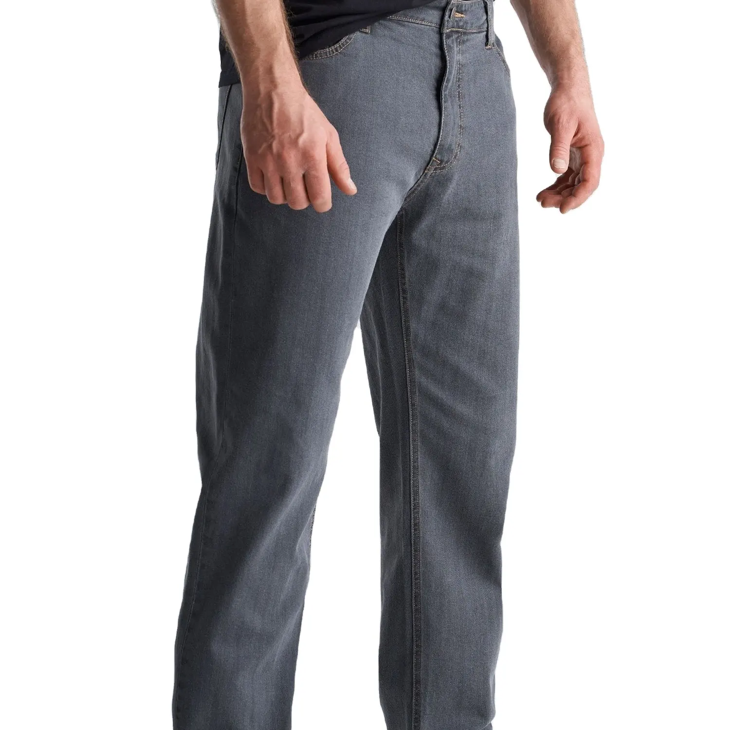 2022 Jeans da uomo in tinta unita con buco primavera Casual moda a vita alta pantaloni jins dritti da uomo