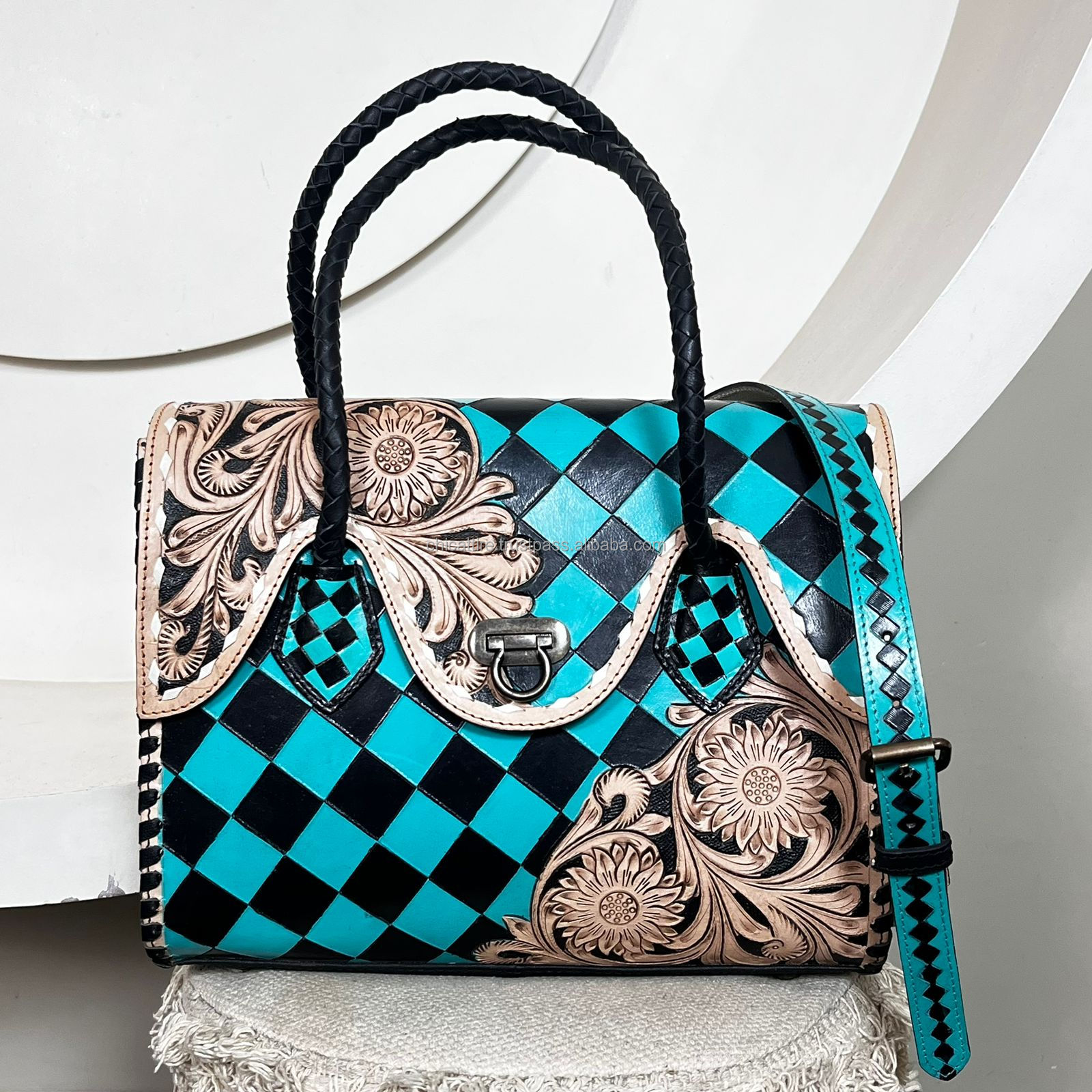 Black & Turquoise Checkered