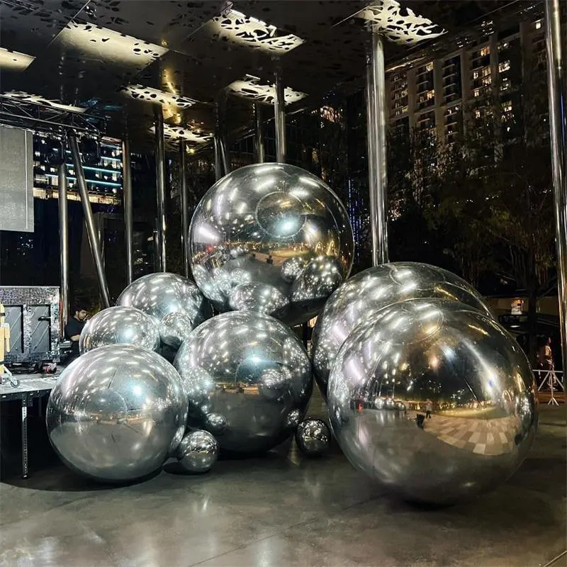 Bola de espejo inflable de PVC plateado, bola inflable gigante colgante, luz reflectante, globo de escenario inflable, decoración de fiesta