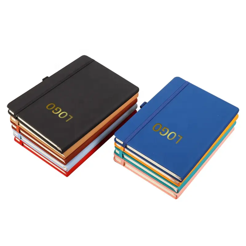 Cuaderno con impresión personalizada, materiales y trabajos artísticos, cubierta de cuero, cubierta dura, organizador, planificador, con soporte para bolígrafo