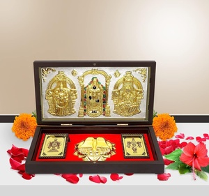 Đền trang trí nội thất mạ Vàng thần tượng balaji padmavati & lakshmi Ji khung ảnh với Charan paduka cho món quà cưới thịnh vượng Quà Tặng - Product Image 3