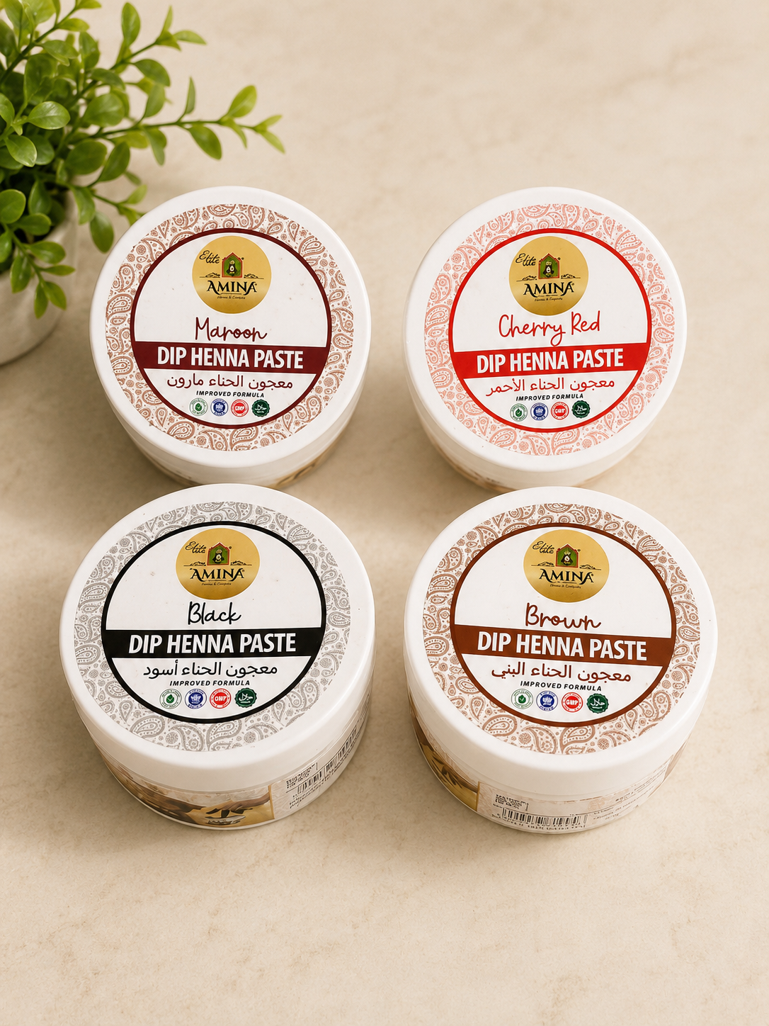 Dip Henna Paste (Black, Brown, Cherry Red, Maroon)