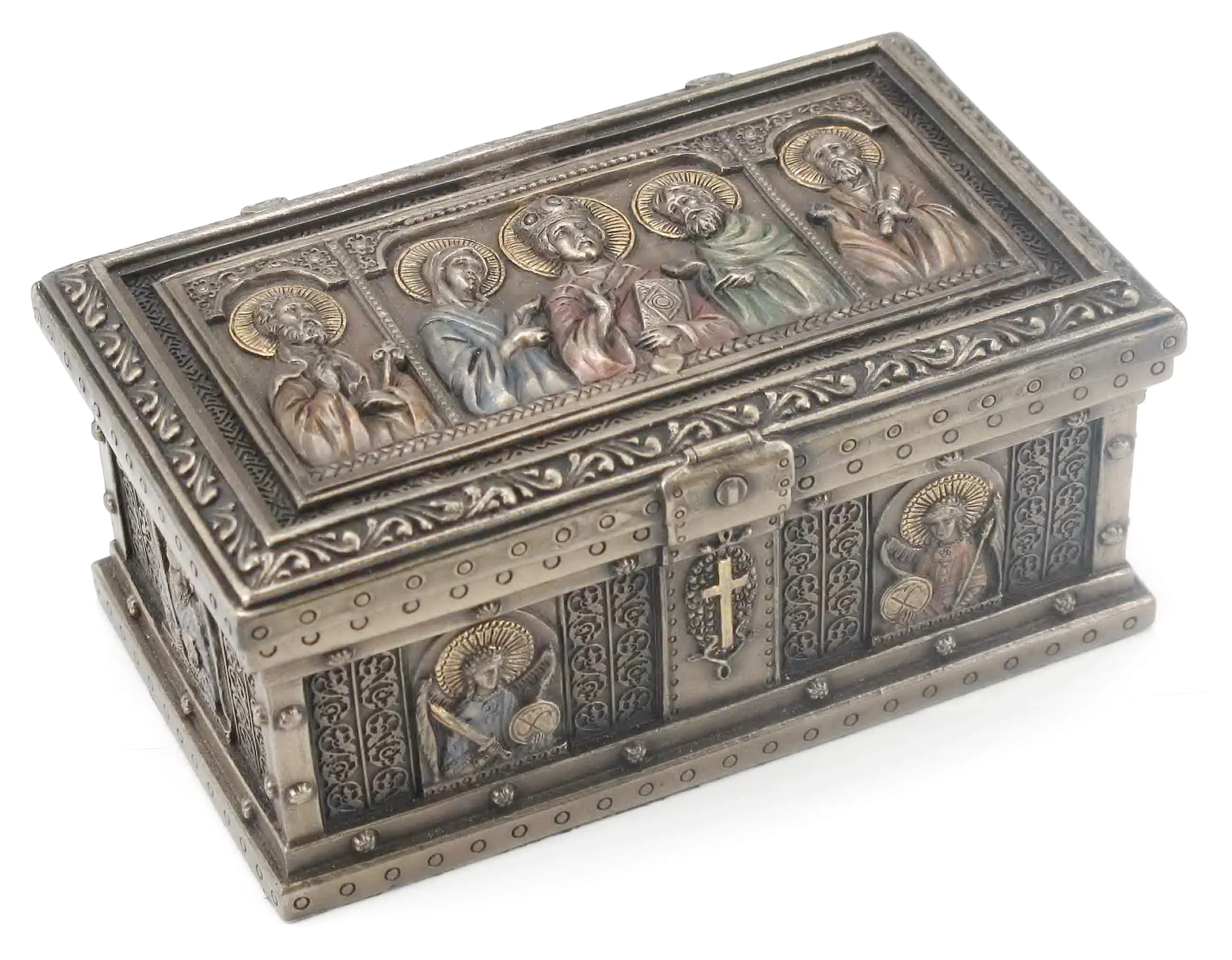 VERONESE DESIGN-CATTOLICA SANTI TRINKET BOX-FREDDO BRONZO FUSO-OEM DISPONIBILE