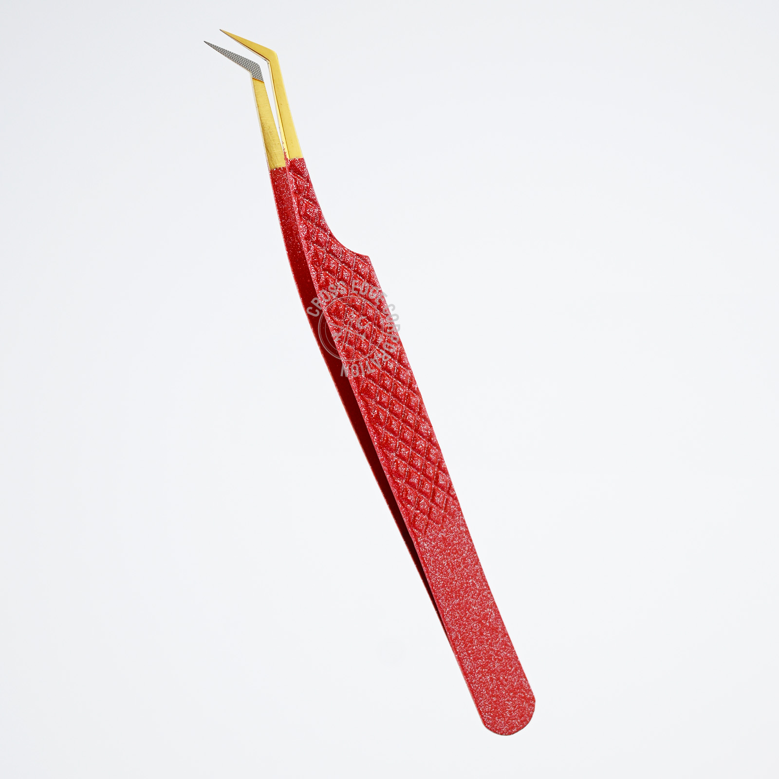 Rouge pailleté + pointe dorée