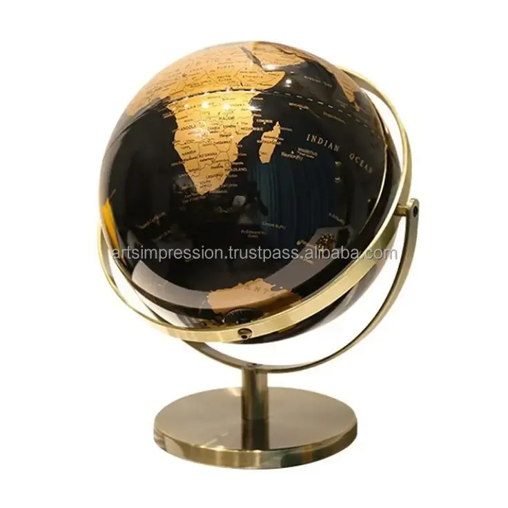 Laiton est qualité carte du monde globe bureau décoratif Globe sur noir Stand géographie antique métal base en aluminium conception personnalisée
