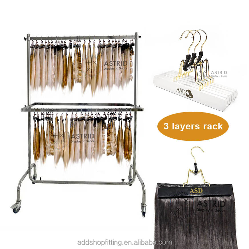 ชั้นวางโครเมียม1ชิ้น + ที่แขวนผมสีดำ150ชิ้น