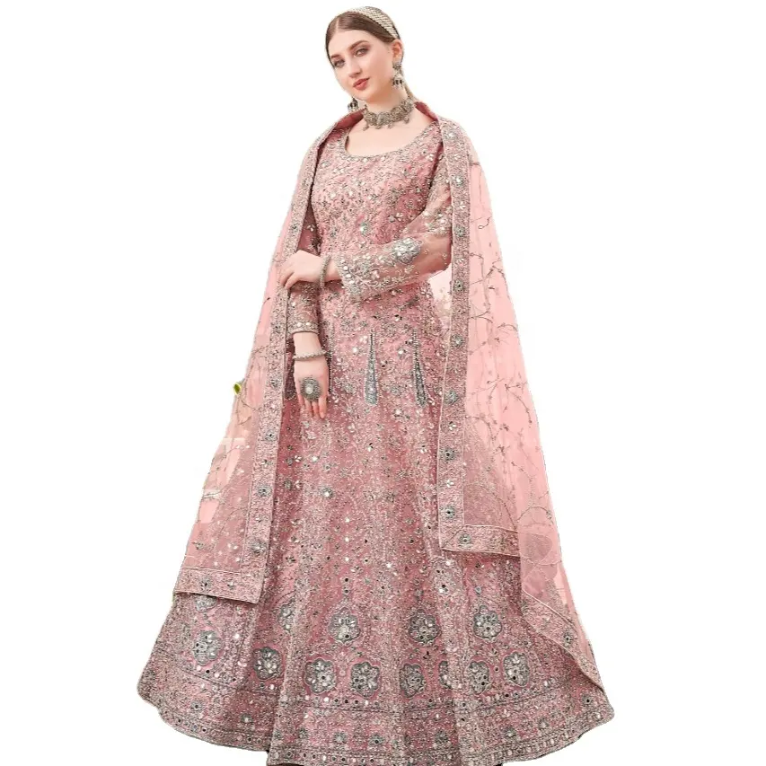 New Design Beautiful Anarkali Dress For Wedding Heavy Embroidery Full Sleeve Bridal Dresses For Women Bulk Order 2023 evening