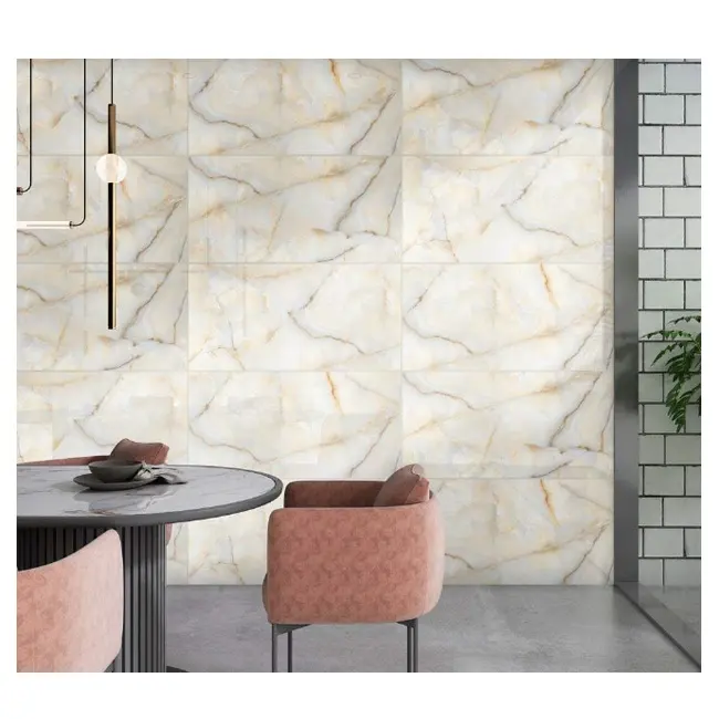 Azulejos de porcelana de estilo europeo para sala de estar, azulejos pulidos sólidos y modernos, de alto brillo, 9 Mm de brillo, color dorado